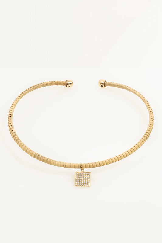 Nantucket Basket Square, Pave Diamond Pendant Choker