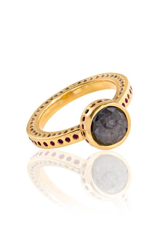 Gold & Black Diamond Ring
