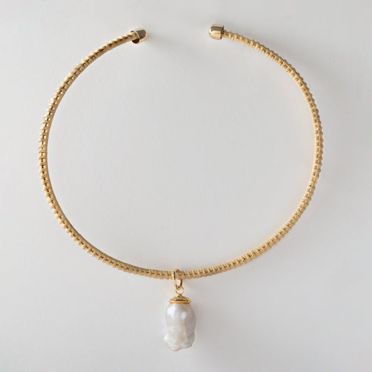 Empress Nantucket Lightship Basket Necklace with a Baroque Pearl Pendant