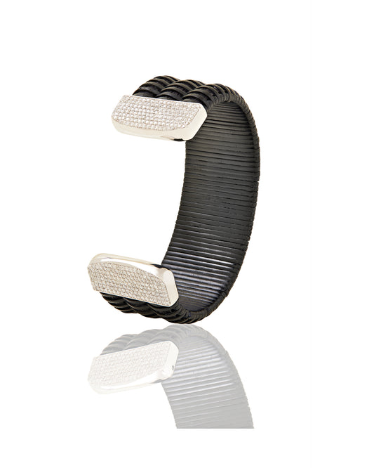 Midnight Swim Nantucket Lightship Basket 1" Cuff with White Gold and Diamonds