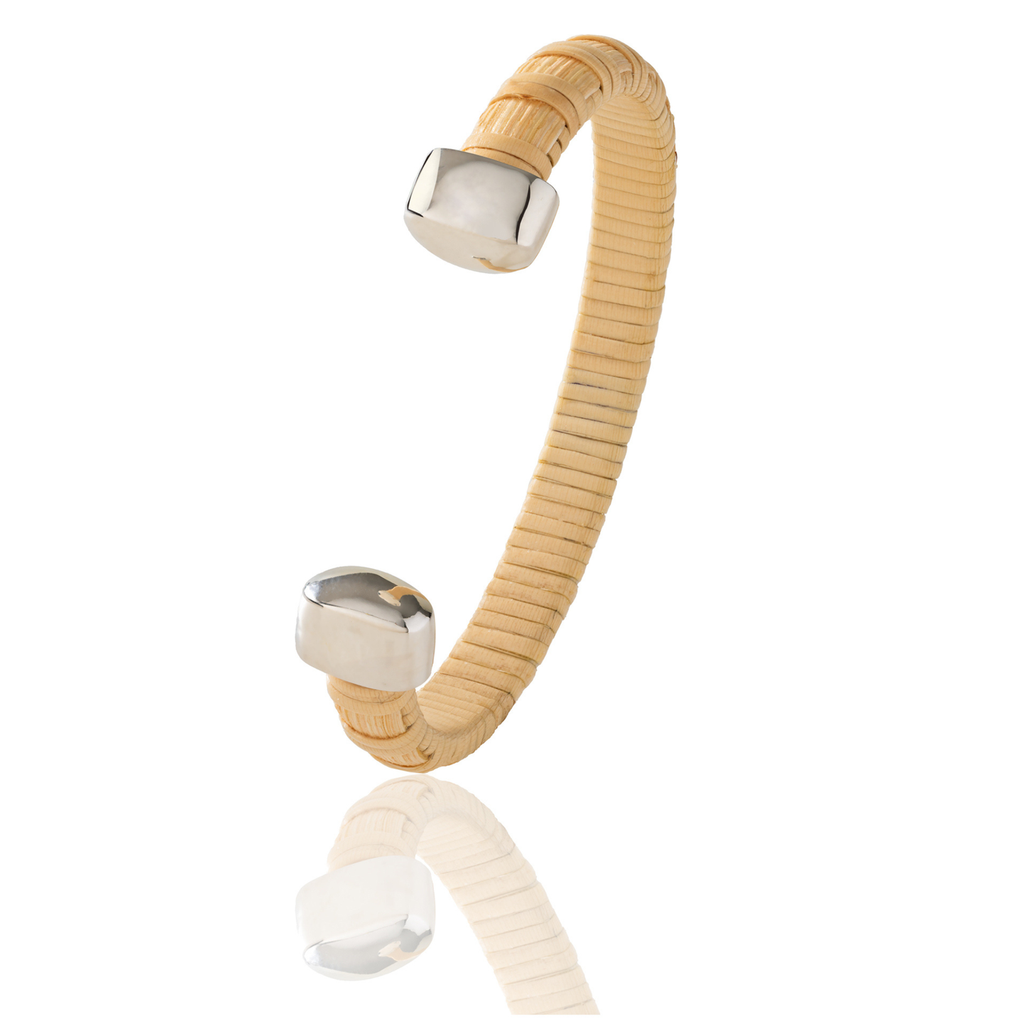 Nantucket Basket Cuff Bracelet with silver caps