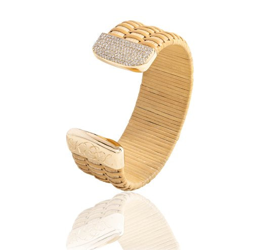 14K gold, diamond & monogram Nantucket basket cuff bracelet