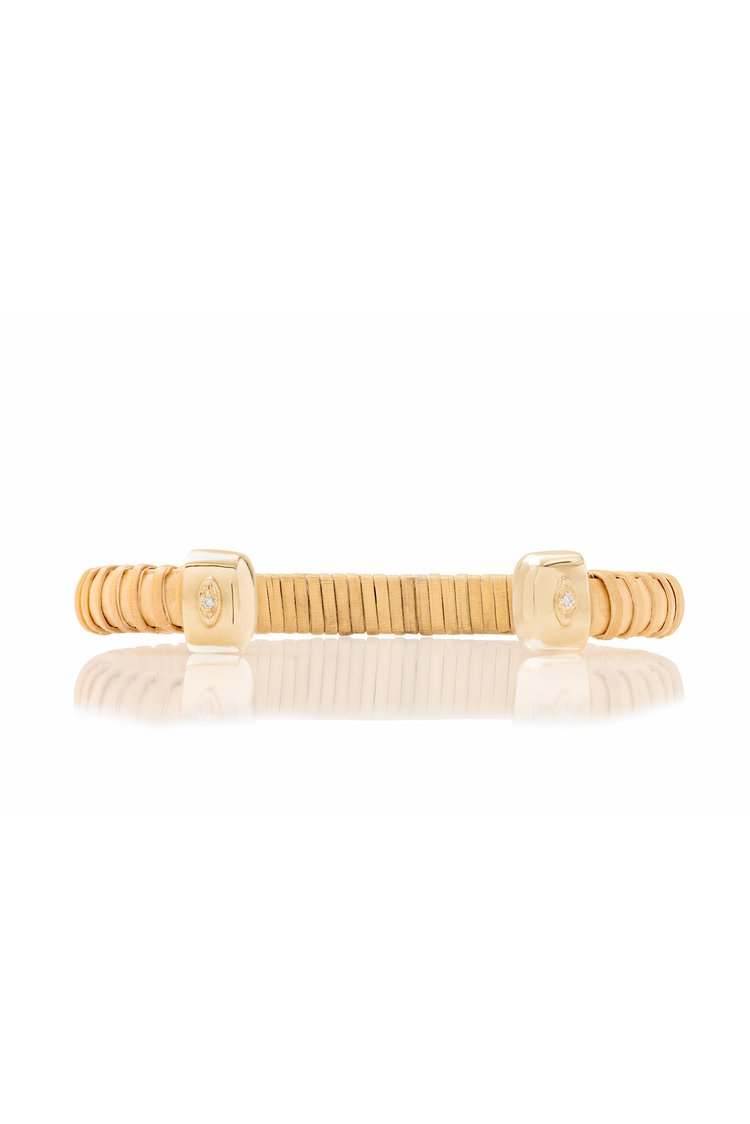 At the Jetty Nantucket Lightship Basket Cuff with Gold and Diamonds