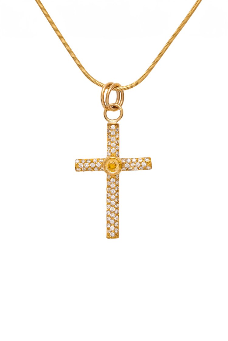 Gold & Diamond Cross Pendant