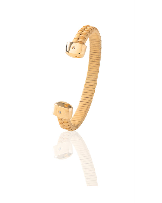 Golden Hour Nantucket Lightship Basket Cuff with Gold and Diamonds