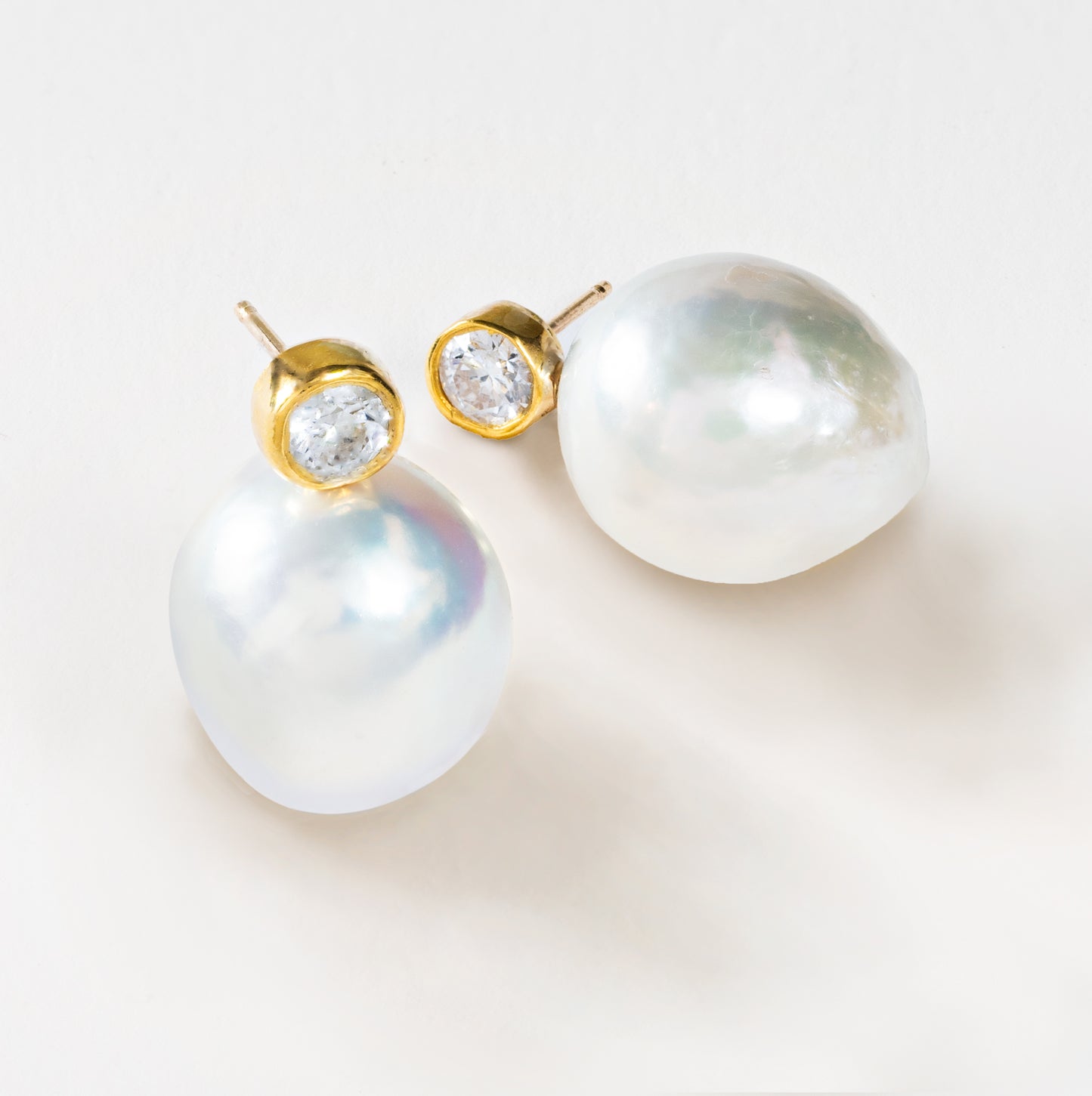 Island Beauty Baroque Pearl Earrings with Diamonds.