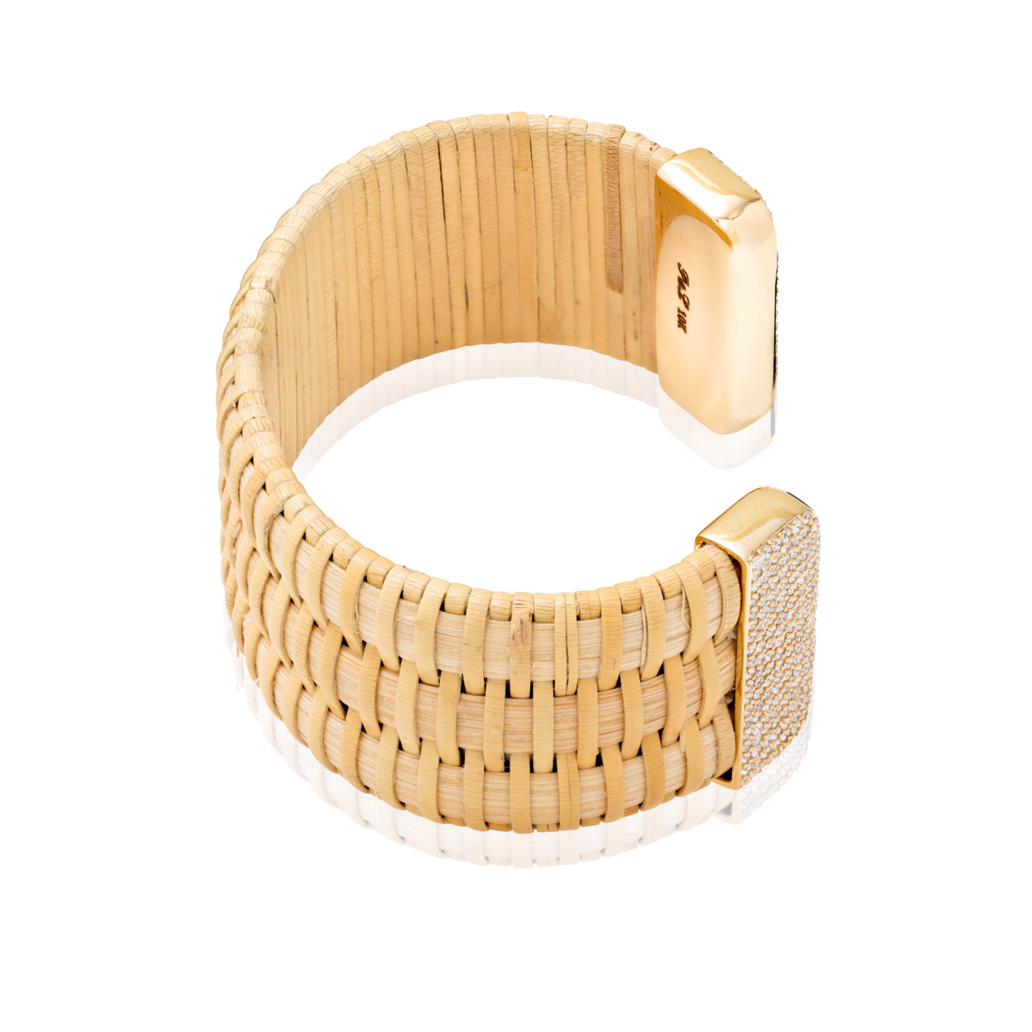 Hyannis Port Nantucket Lightship Basket Cuff One Inch with Gold & Diamonds