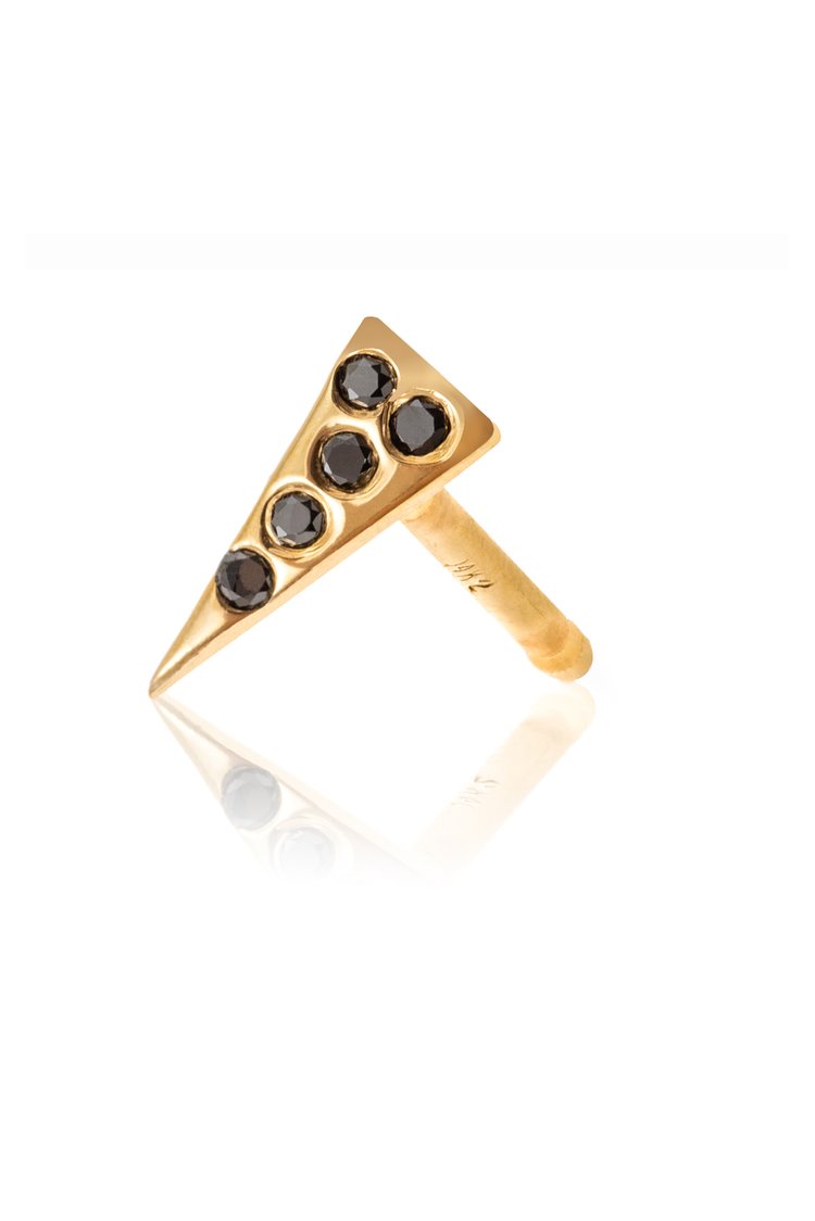 Dagger Black diamond Triangle stud earring