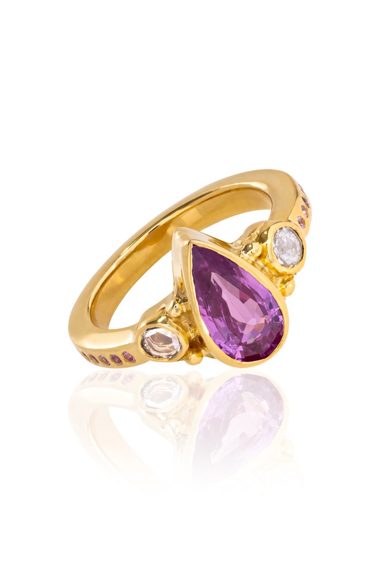 Gold & Pink Sapphire Ring