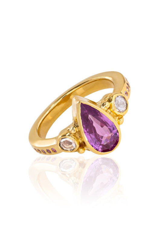 Gold & Pink Sapphire Ring