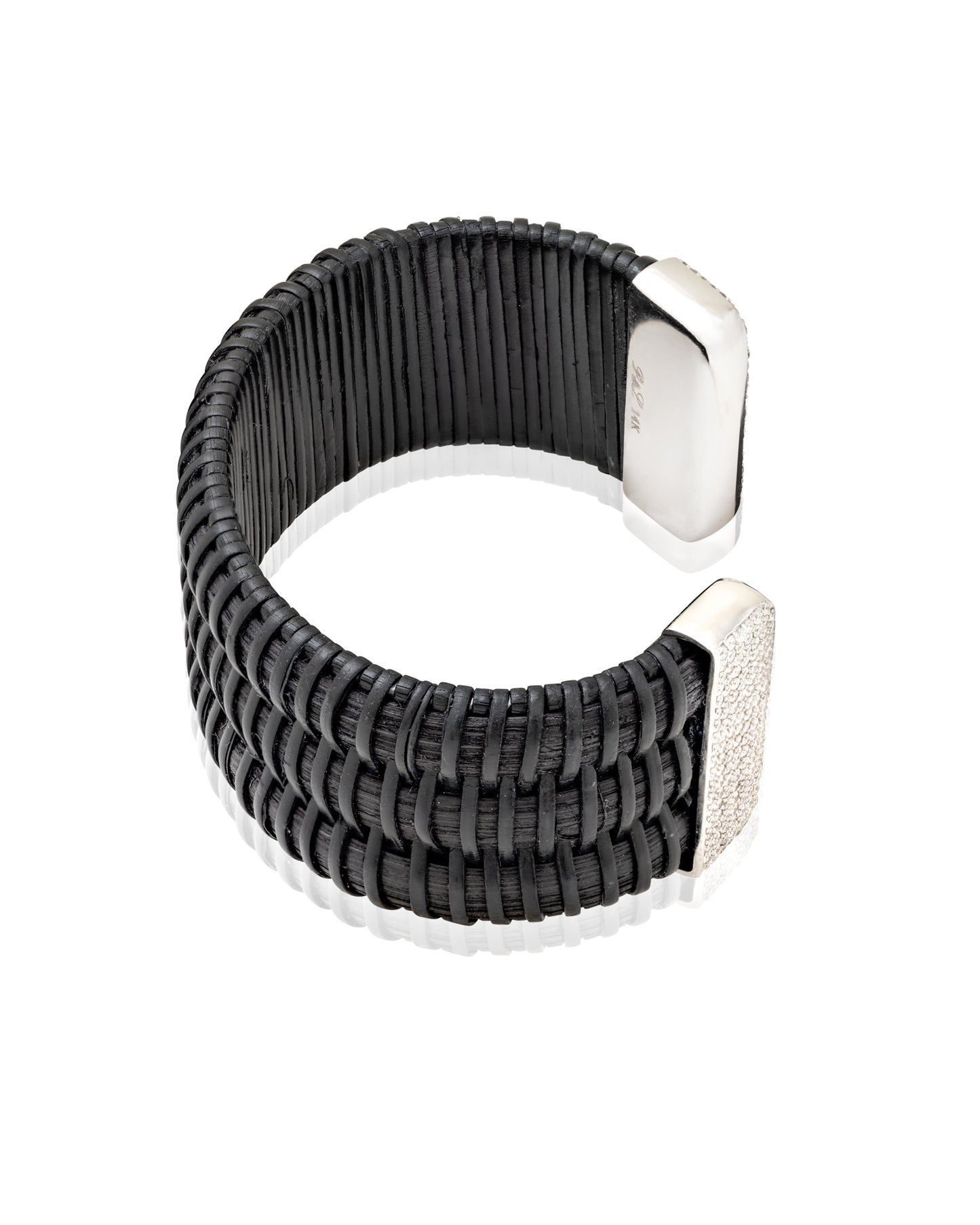 Midnight Swim Nantucket Lightship Basket 1" Cuff with White Gold and Diamonds