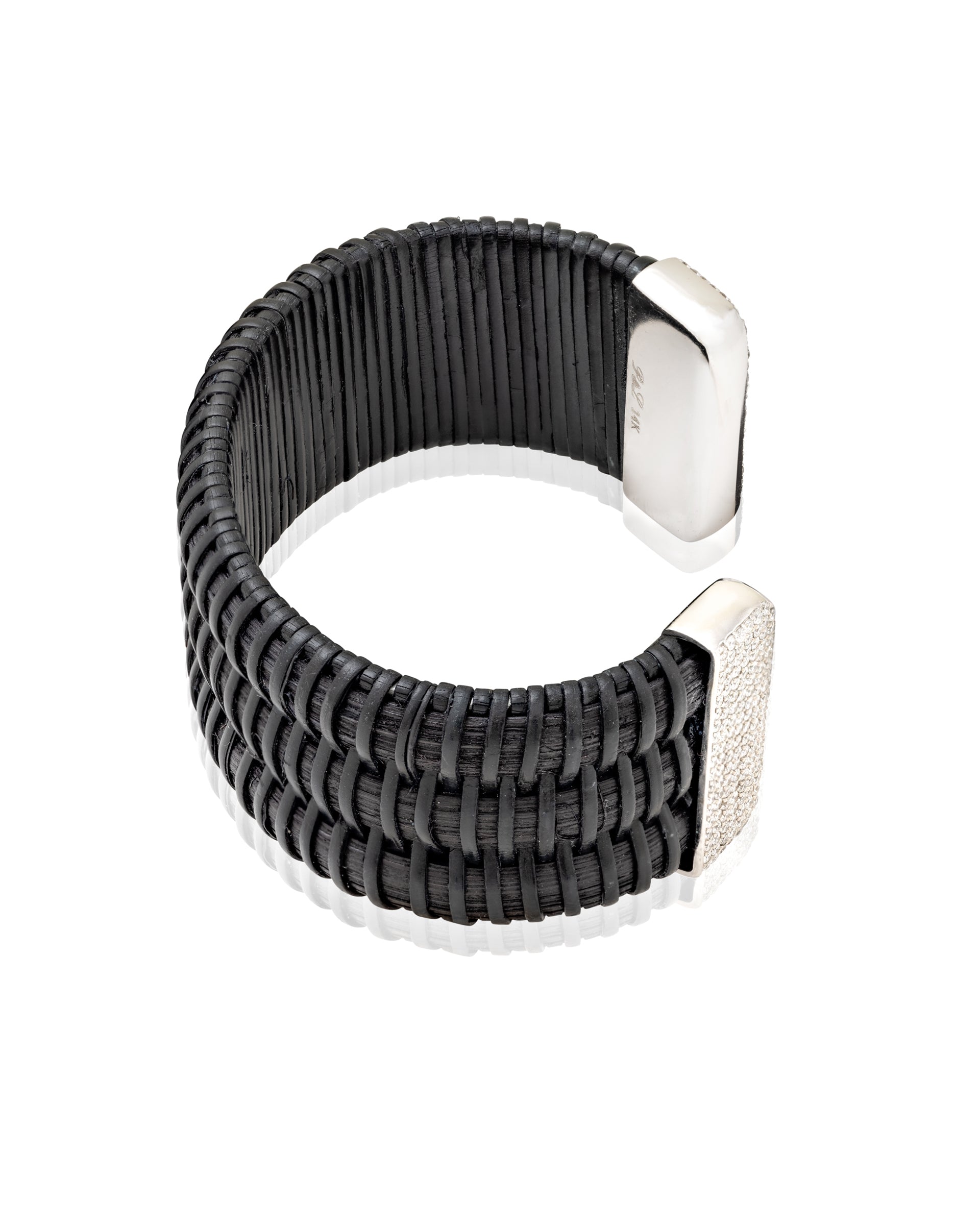 Midnight Swim Nantucket Lightship Basket 1" Cuff with White Gold and Diamonds