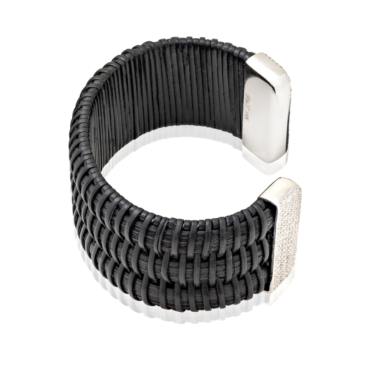 Midnight Swim Nantucket Lightship Basket 1" Cuff with White Gold and Diamonds