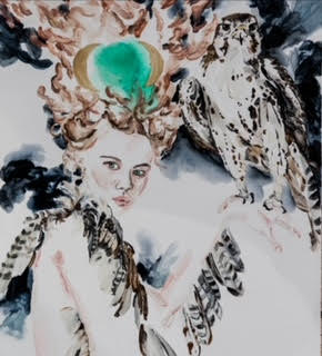 sketch painting of opulent woman