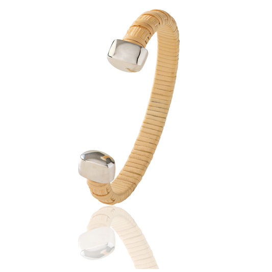 Nantucket Basket Cuff Bracelet with silver caps