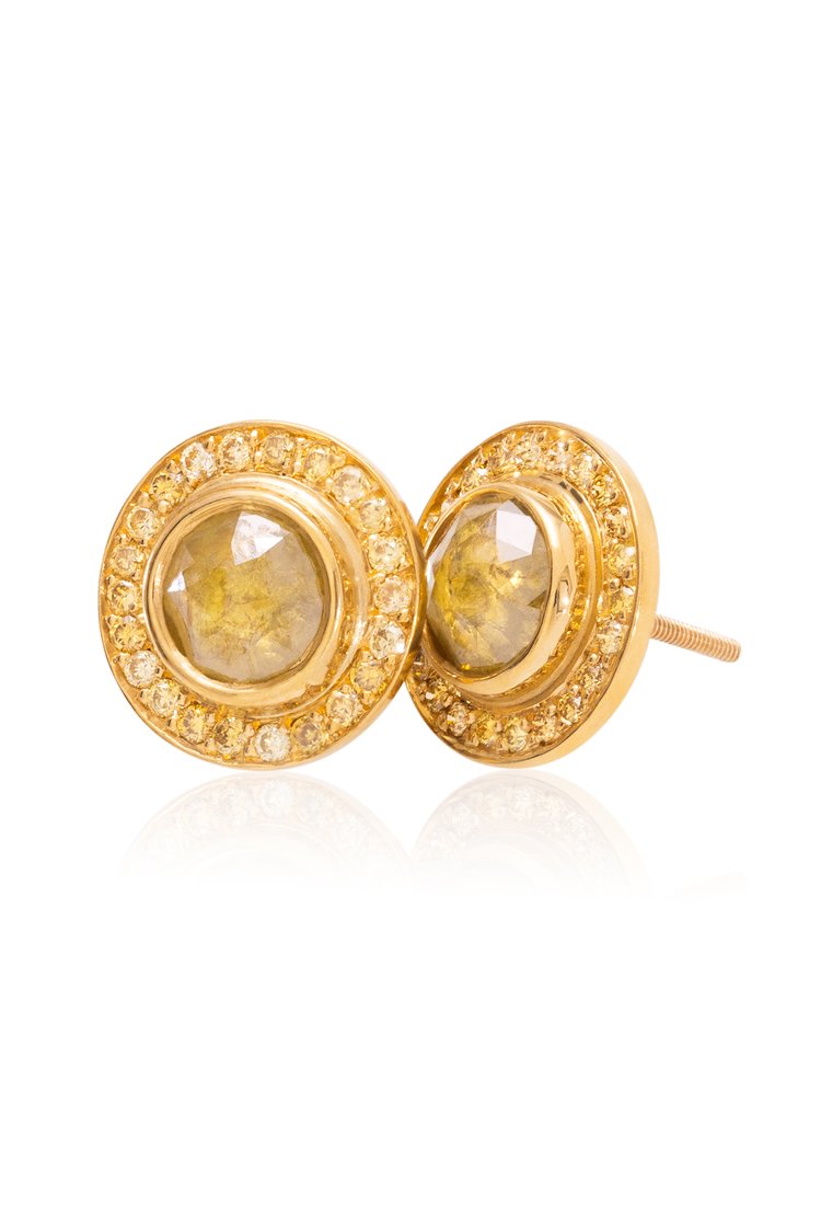 Large Yellow Diamond round Studs