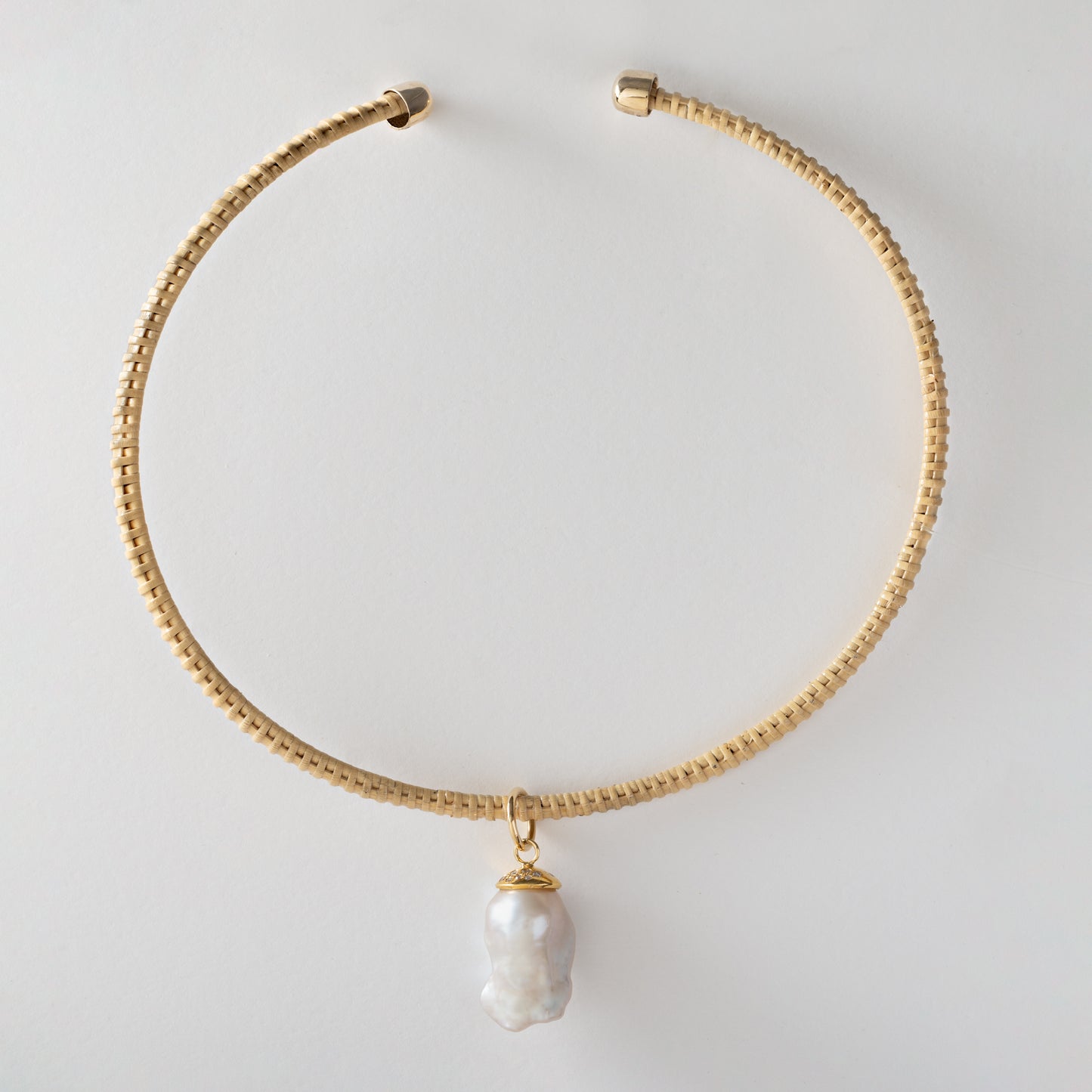 Empress Nantucket Lightship Basket Necklace with a Baroque Pearl Pendant