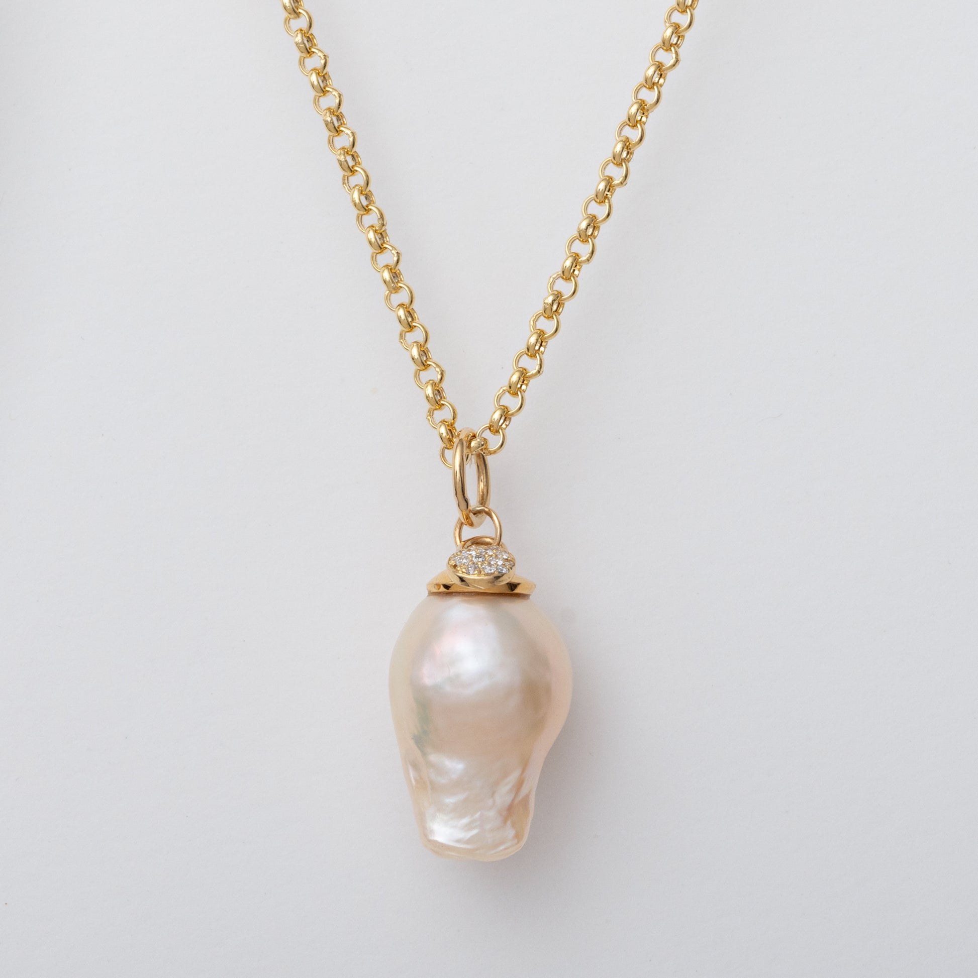 Sea Sparkle Baroque Pearl & Diamond Pendant Necklace