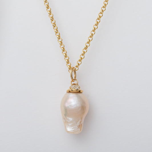 Sea Sparkle Baroque Pearl & Diamond Pendant Necklace